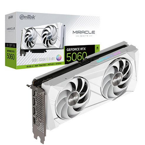 NVIDIA 지포스 RTX 5060 MIRACLE WHITE D7 8GB 이엠텍 그래픽카드 VGA단일상품