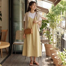빅사이즈 여성 브이넥 민소매 A라인 뷔스티에 롱 원피스
